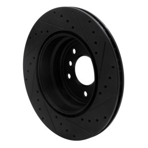 BMW 135I Brake Rotor (1) - Rear Left - R1 Concepts - Drilled & Slotted - Black - `08-`13